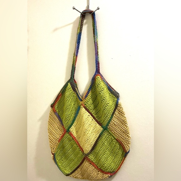 Handcrafted Multicolor Crochet Patchwork Market Bag - Picture 4 of 4